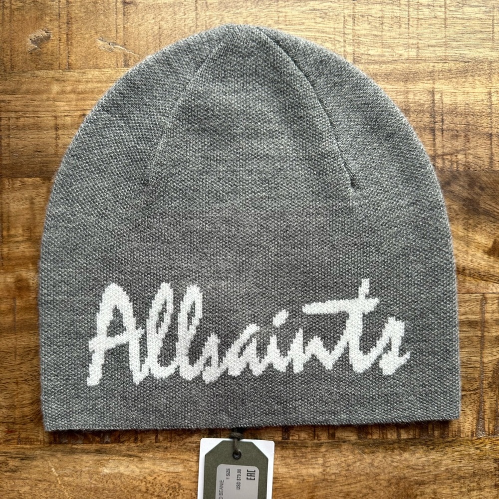 NWT ALLSAINTS LOGO JACQUARD BEANIE
